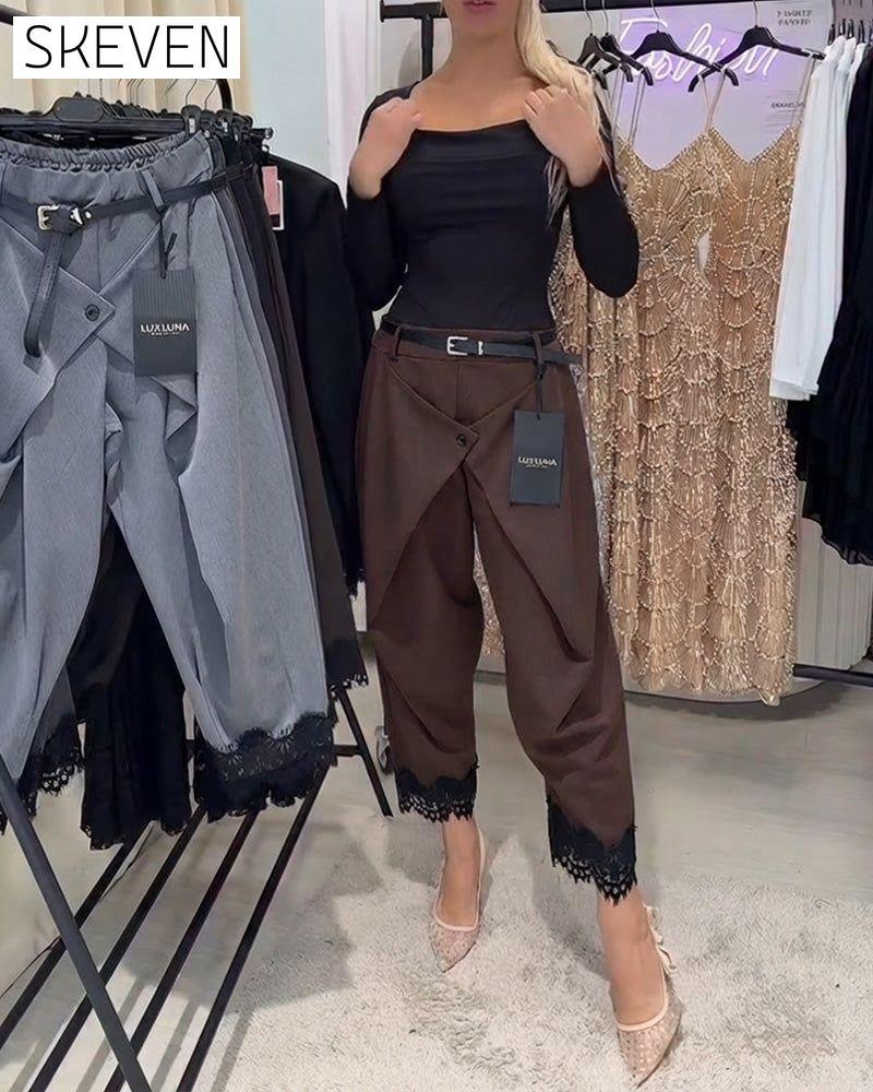 Fashionable Lace Stitching Harem Pants