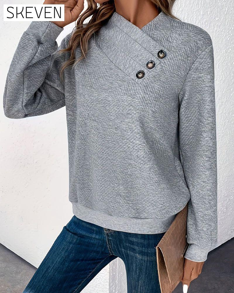 Sweat-shirt asymétrique à carreaux à manches longues