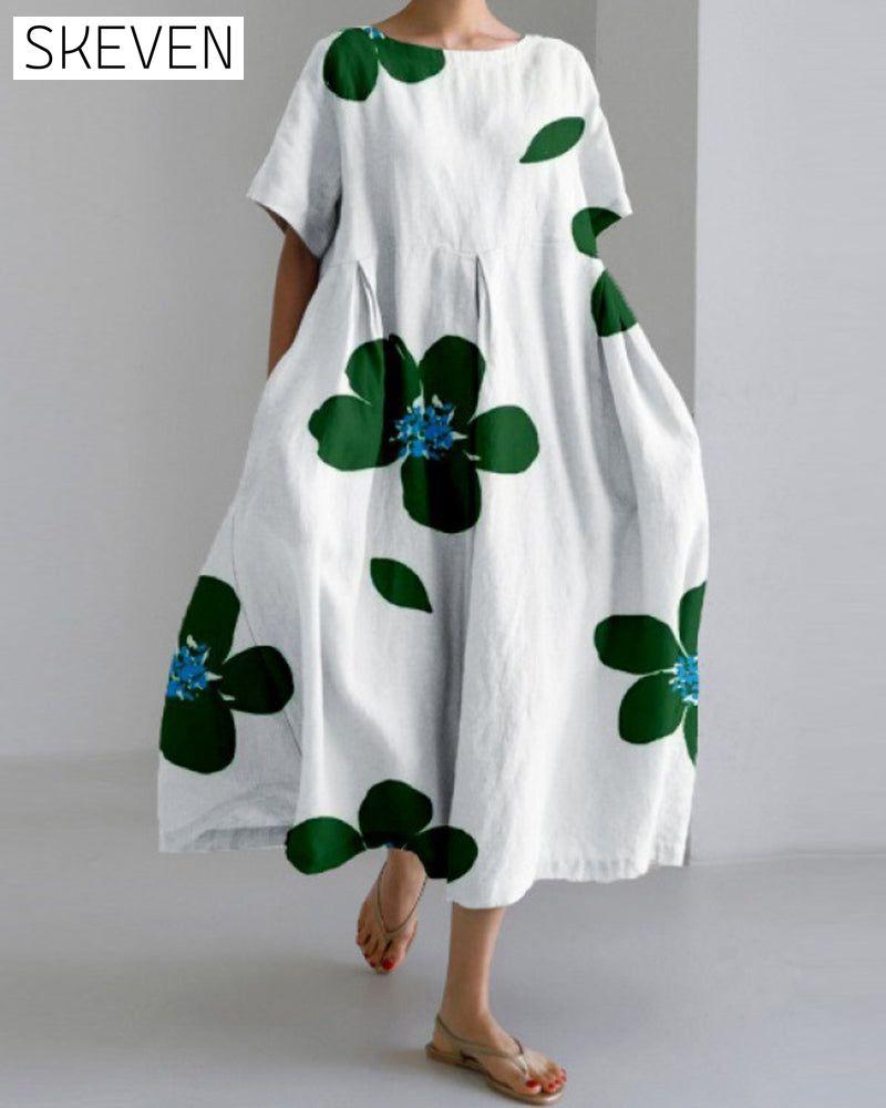 robe imprimée ample à manches courtes