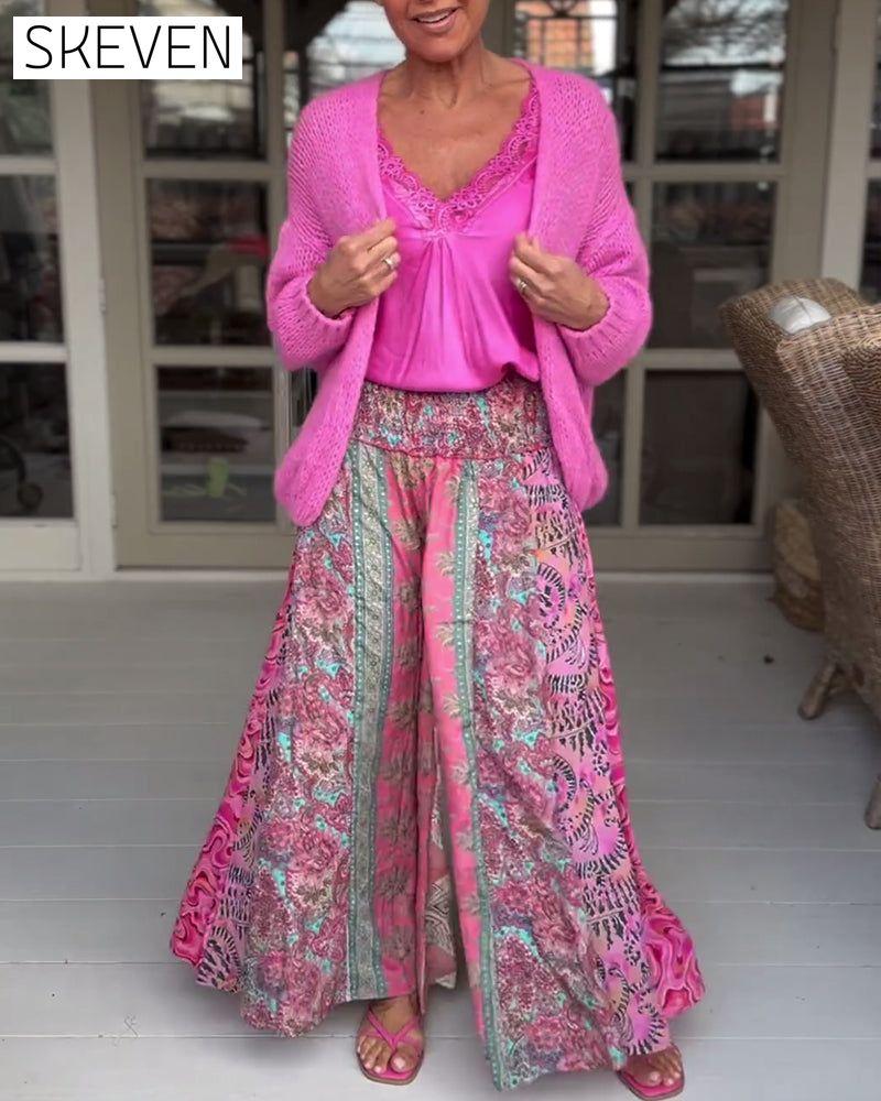 Colorful loose wide-leg pants
