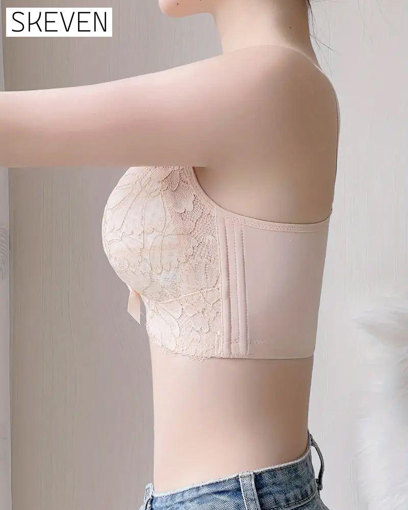 Eleganter Push-up-BH mit Schleife und kontrastierender Spitze, der volle Abdeckung bietet