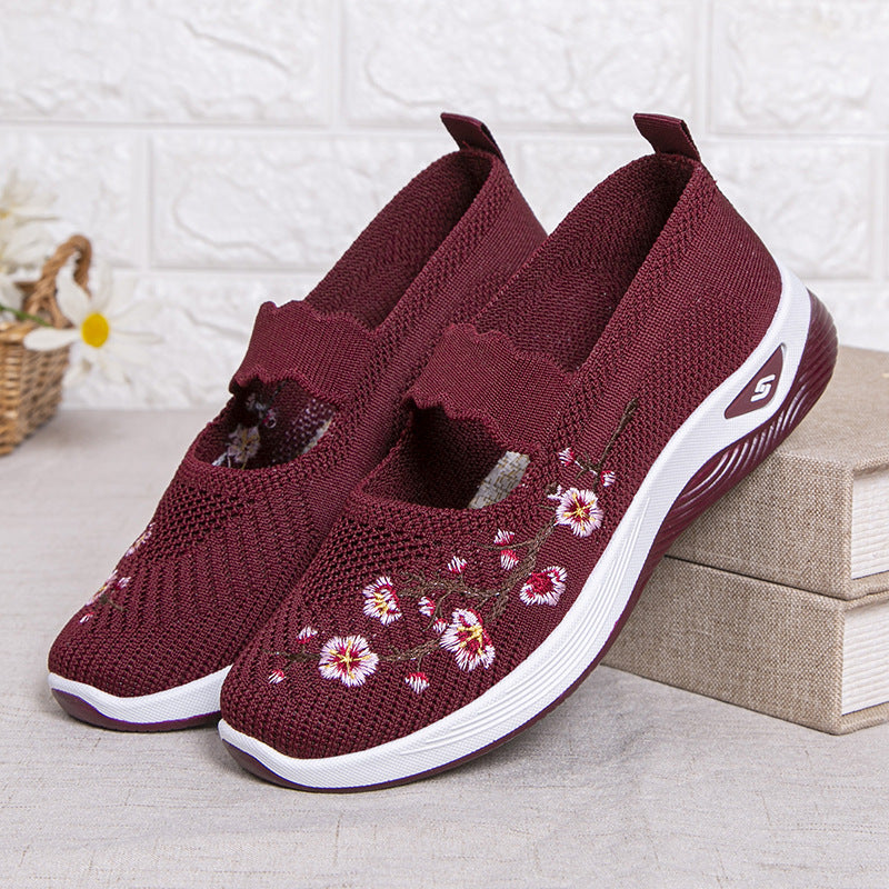 Casual Slip-on Shoes With Shallow Openings And Embroidery