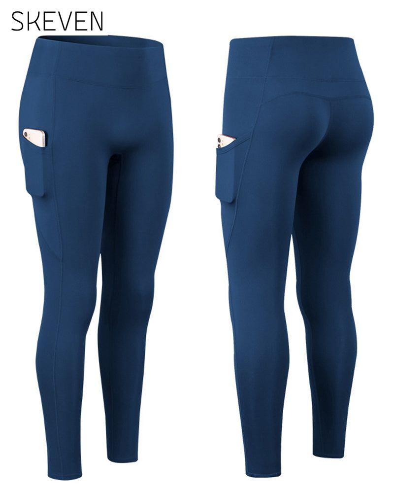 Solid color leggings with fleece pockets