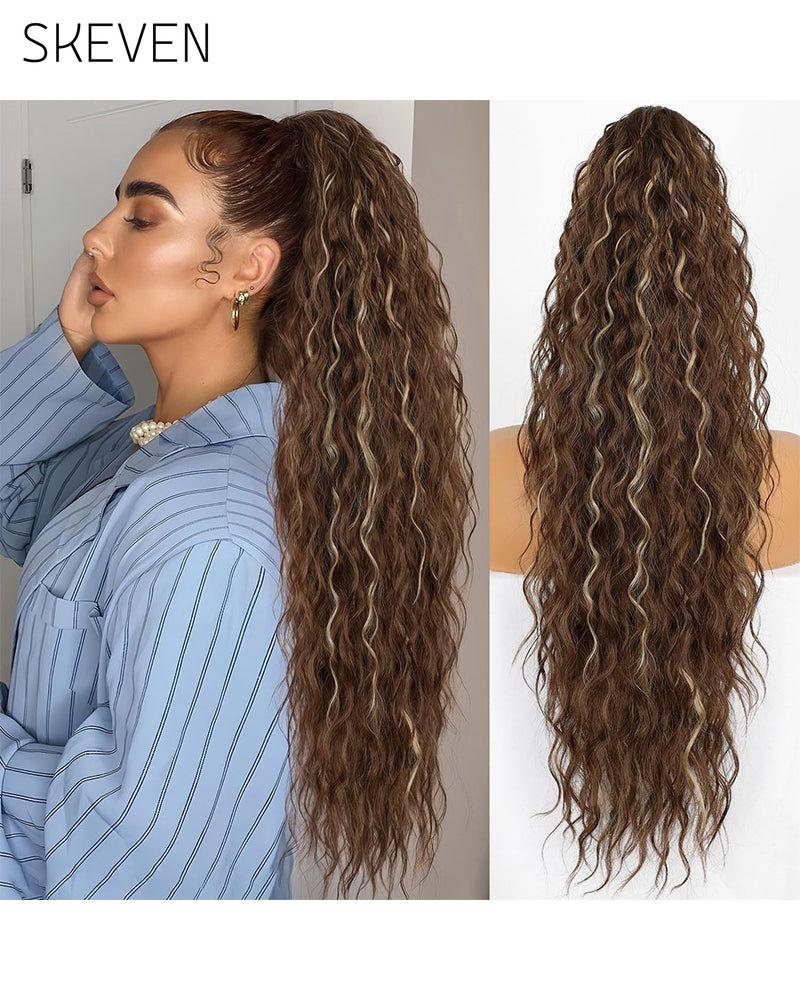 Extension de cheveux bouclés, ondulés et frisés avec queue de cheval