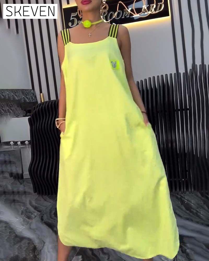 Spliced Suspender Loose Dress