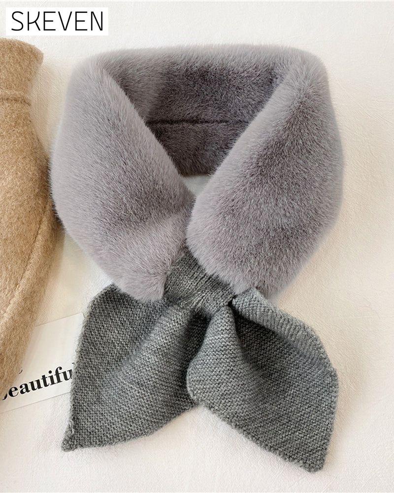Fashionable Knitted Patchwork Fur Scarf