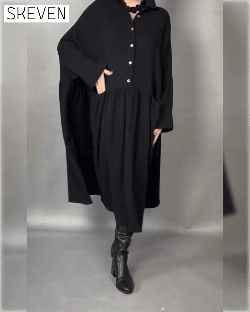 Oversized-Kleid in A-Linie mit Reversknopf
