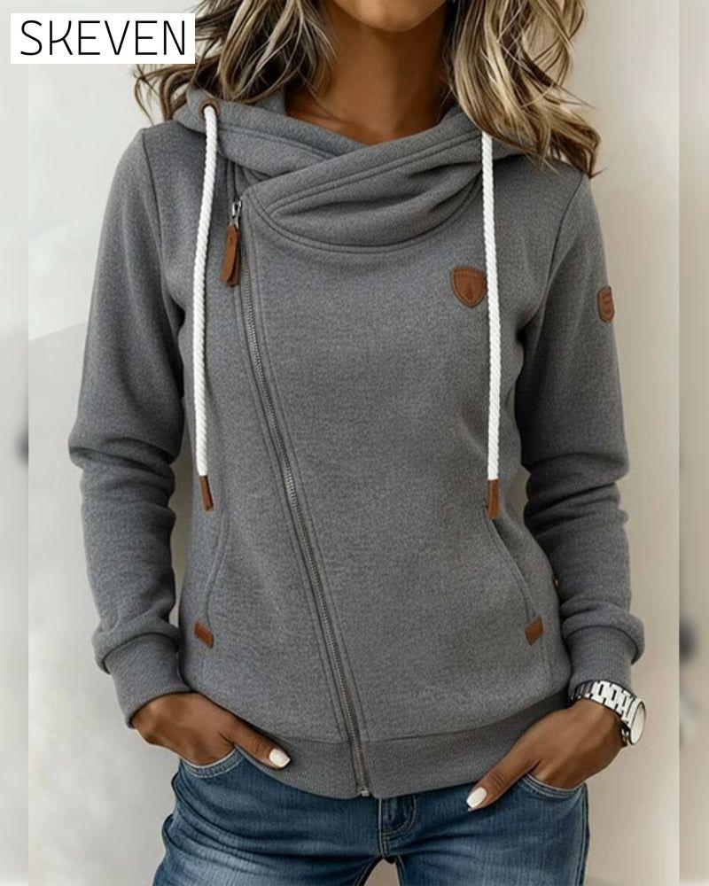 Long-Sleeved Casual Drawstring Sweatshirt
