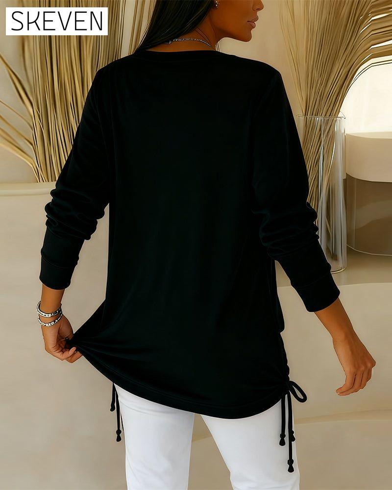 Sequin Contrast Color Faux Two-Piece Top