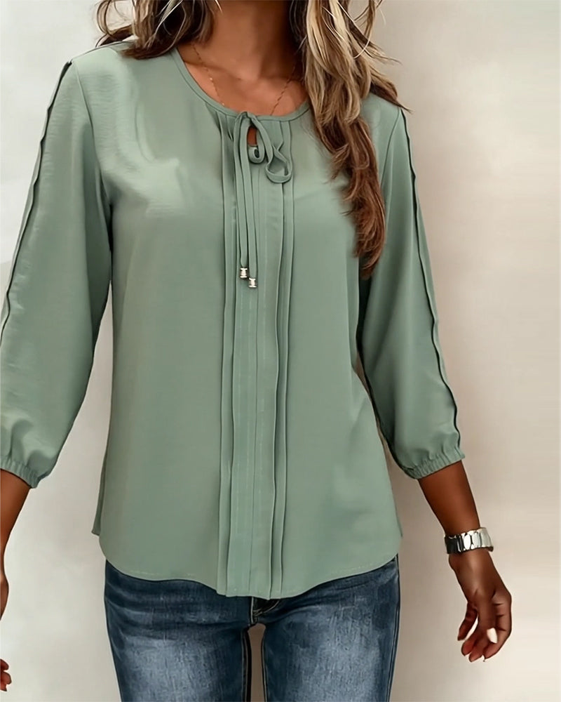 Stylish Lace-Up Accordion Pleated Top