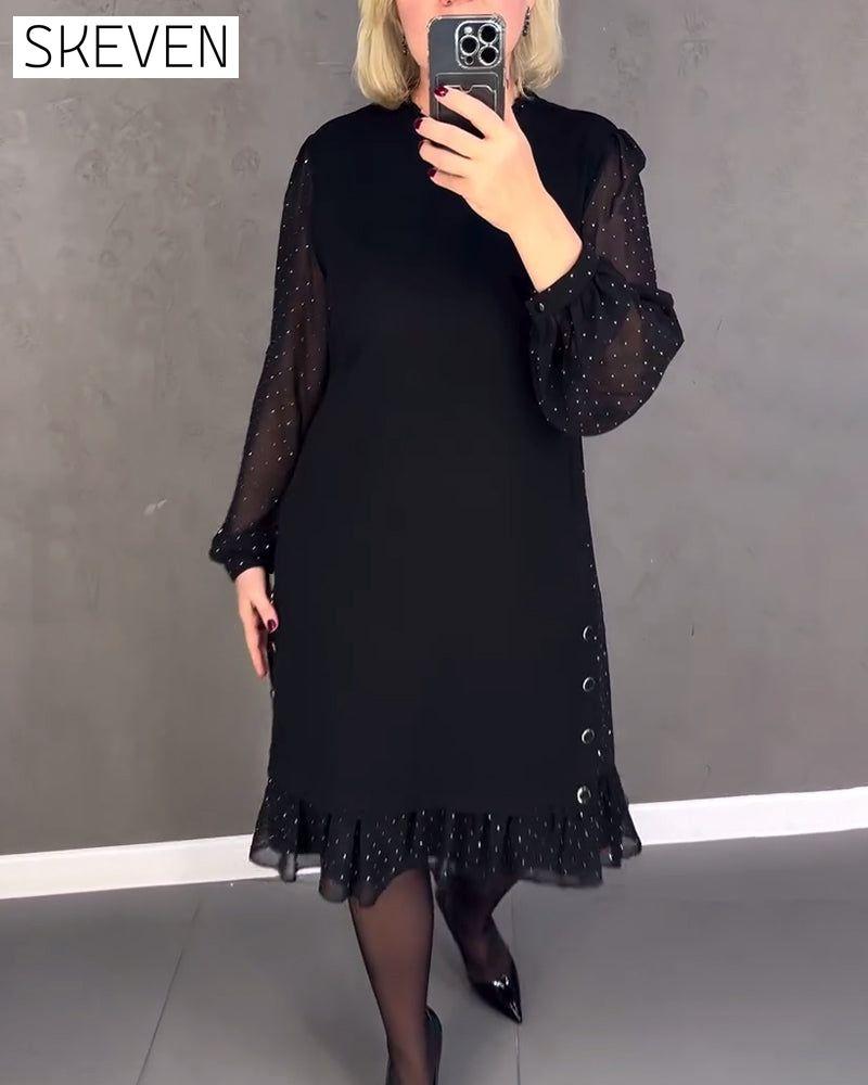 Langärmeliges Kleid mit Polka-Dots