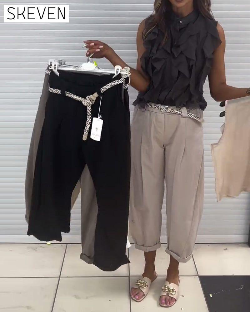 Designer Ruffle Sleeveless Tank Top