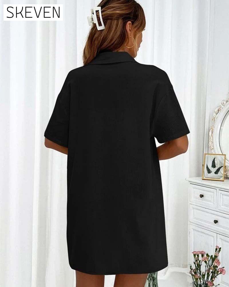 Lässiges einfarbiges Hemd- und Shorts-Set