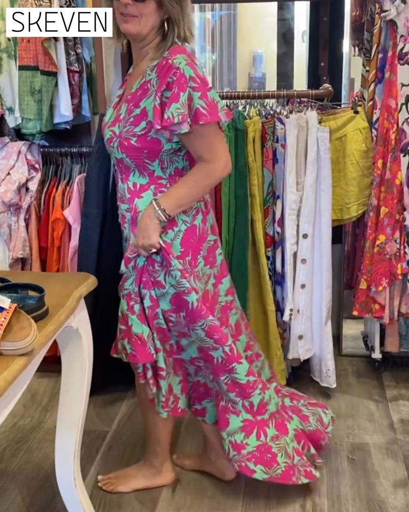 Bedrucktes Kurzarmkleid