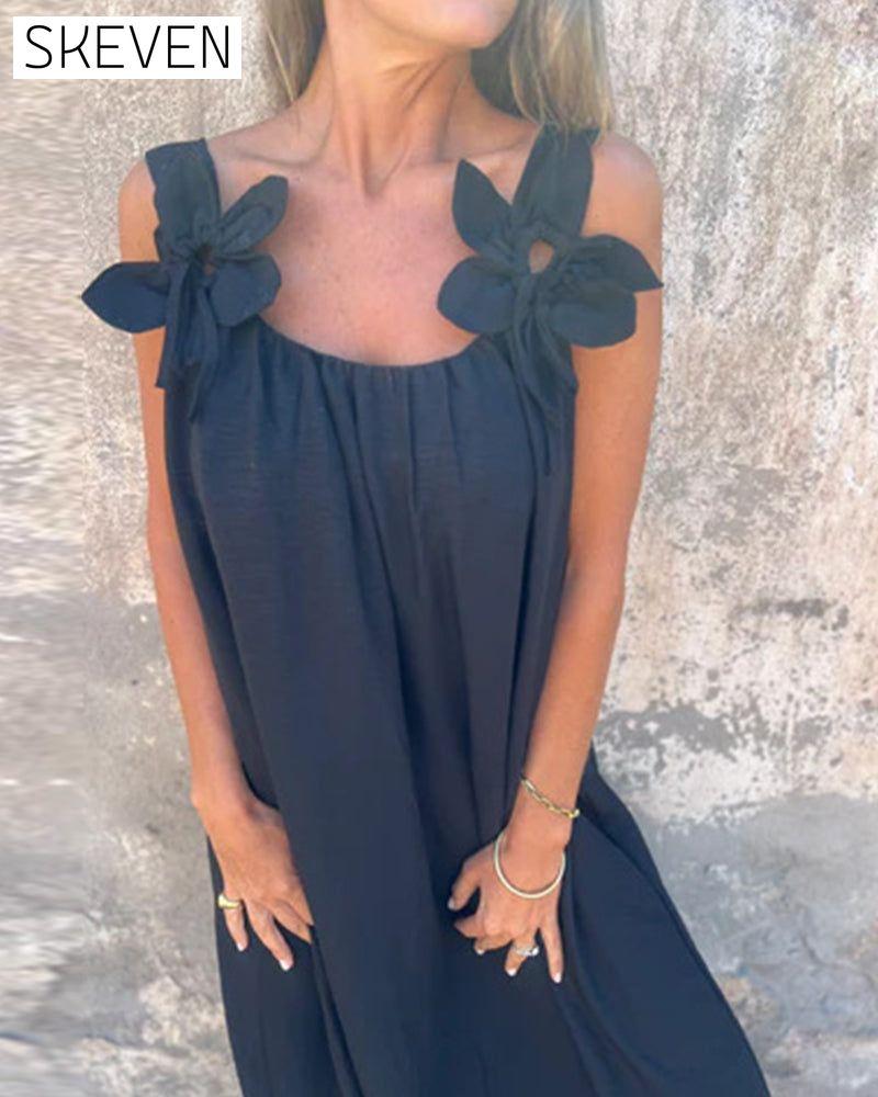 Ärmelloses, einfarbiges, modisches langes Kleid
