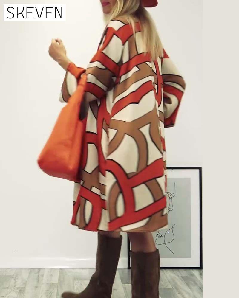 Round neck printed dress