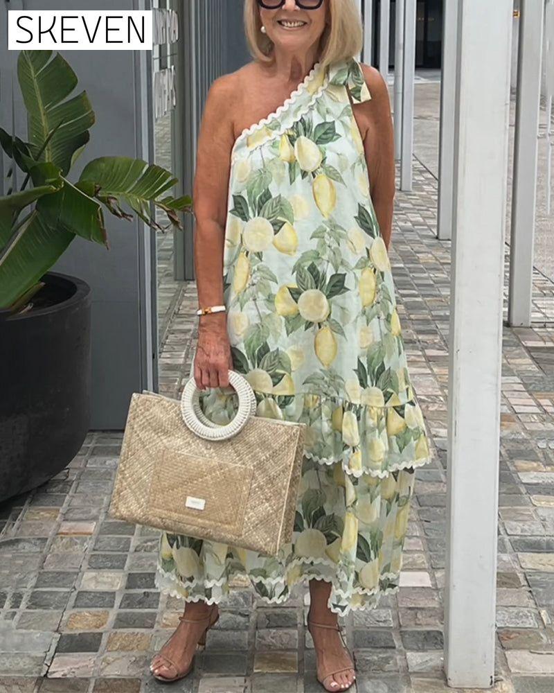 Robe asymétrique à imprimé floral