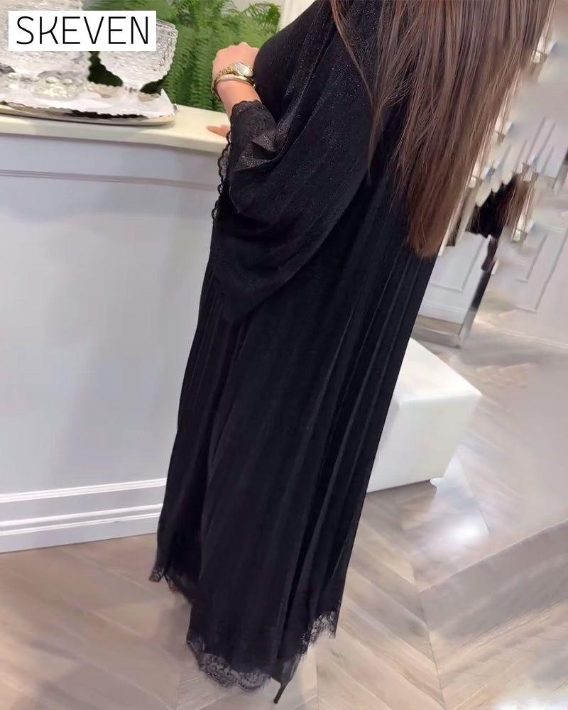 Round Neck Loose Lace Patchwork Dress