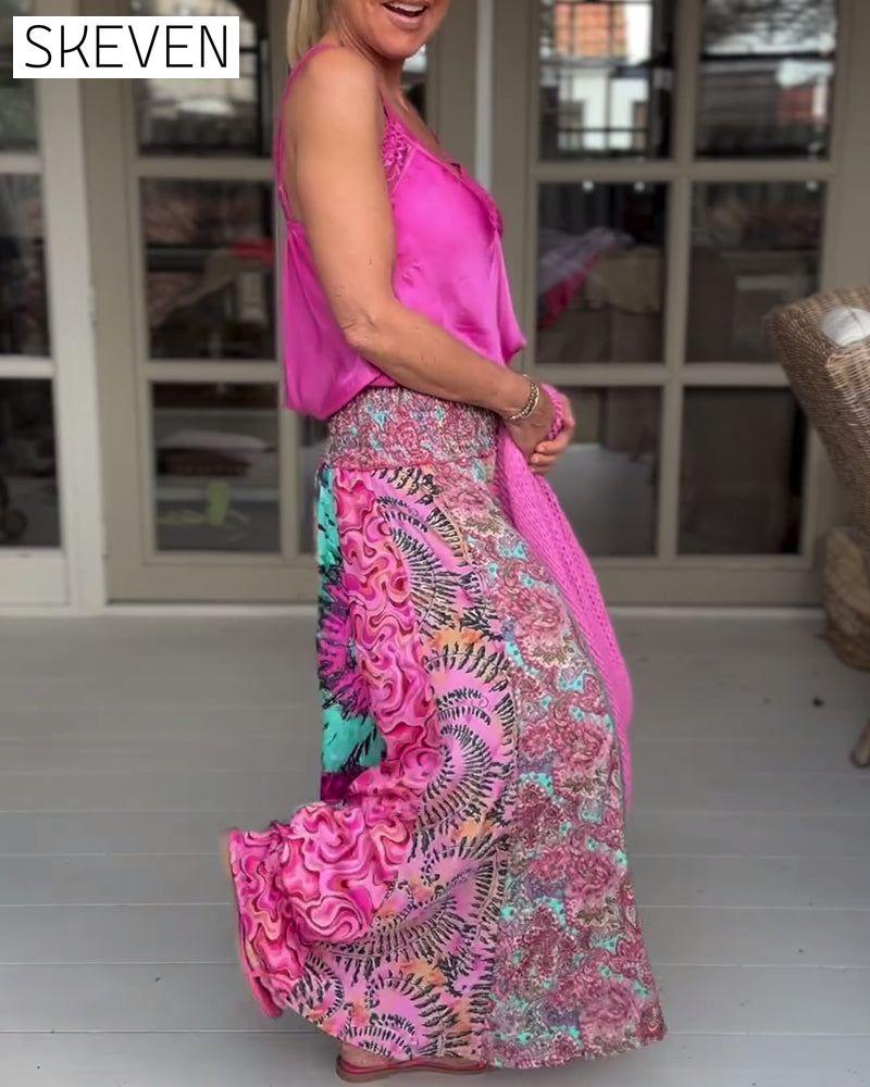 Colorful loose wide-leg pants