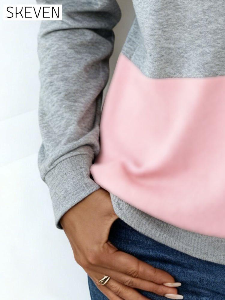 Sweat-shirt à manches longues et demi-zip bicolore