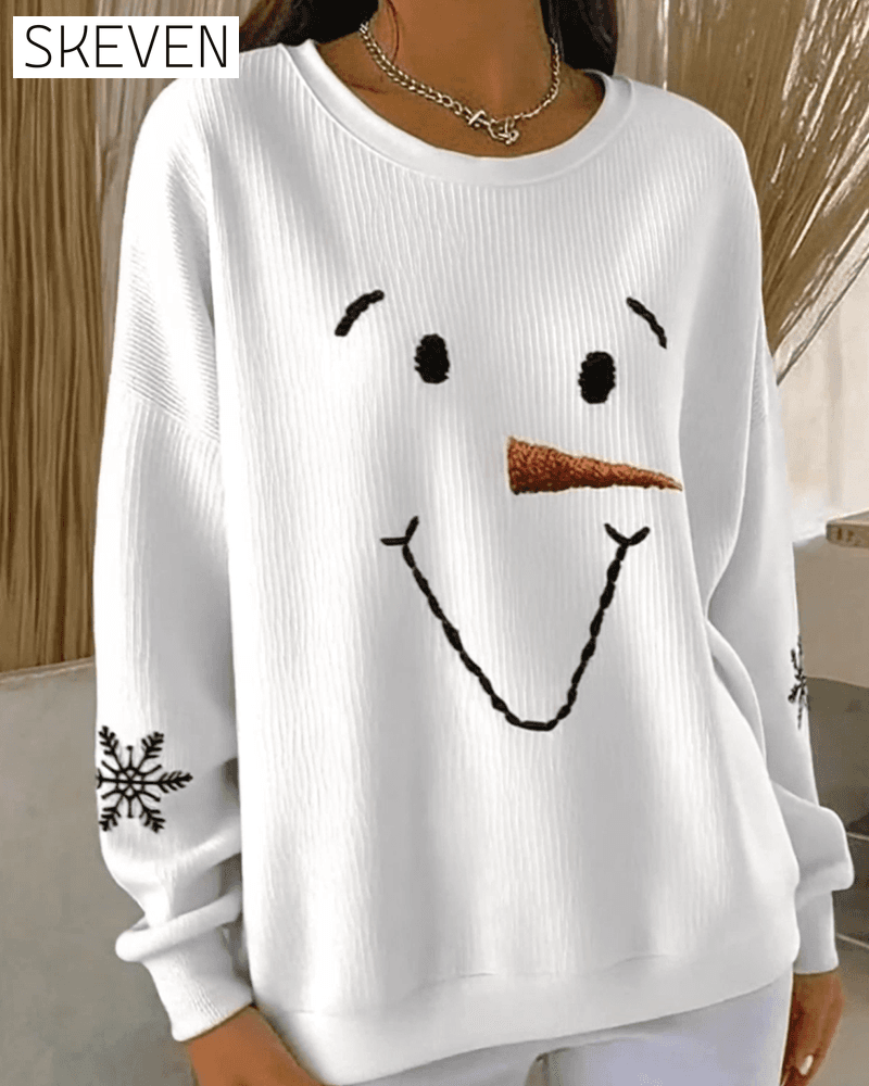 Snowman Printed Round-Neck Sweatshirt