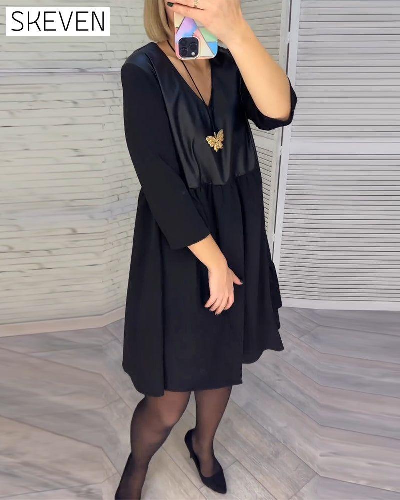 Patchwork V-neck Dress