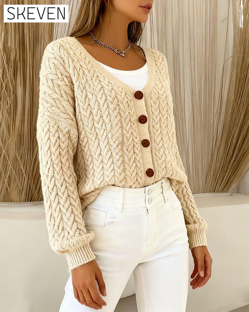 Langärmelige Strickjacke aus dickem Strick