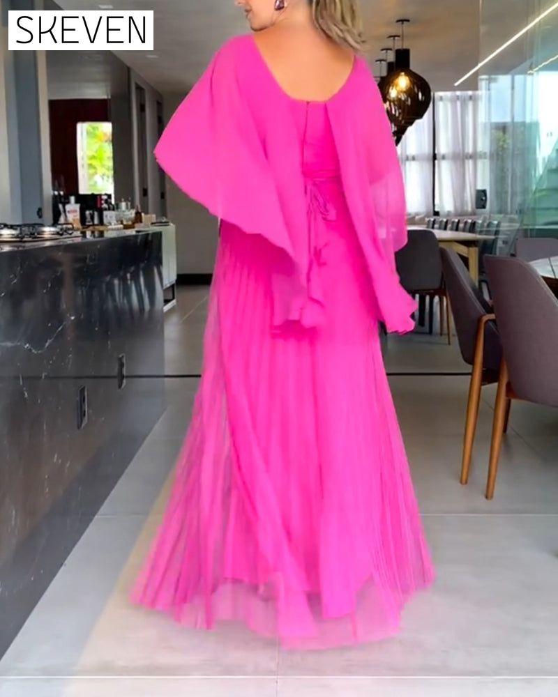 Maxikleid mit Rundhalsausschnitt und A-Linien-Form