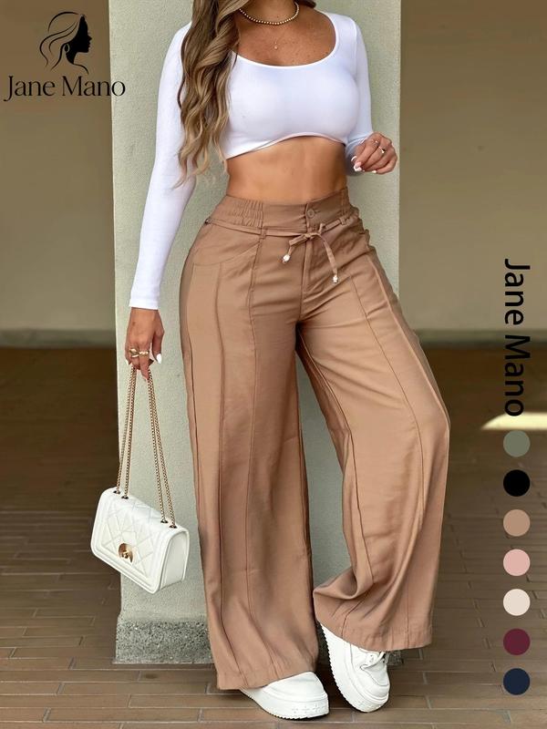 ⏳Last Day Sale Only ￡15.99!!👖 💥 Women's High-Waisted Straight Leg Trousers – Front seam & elastic back – Versatile, comfortable & perfect for office or casual wear ✨🌸