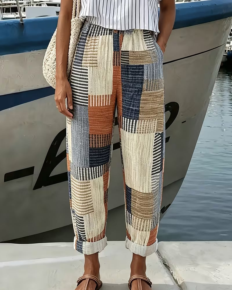 Line Contrast Casual Pants
