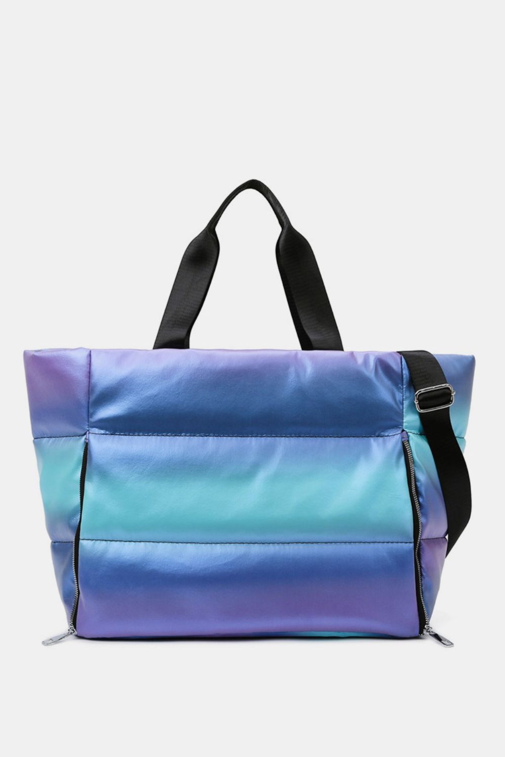 Gradient Quilted Travel Bag With Side Zippers