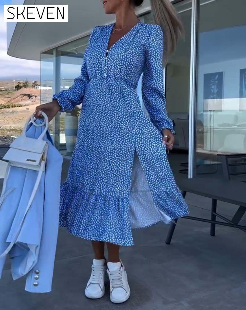 robe patchwork florale à col en V