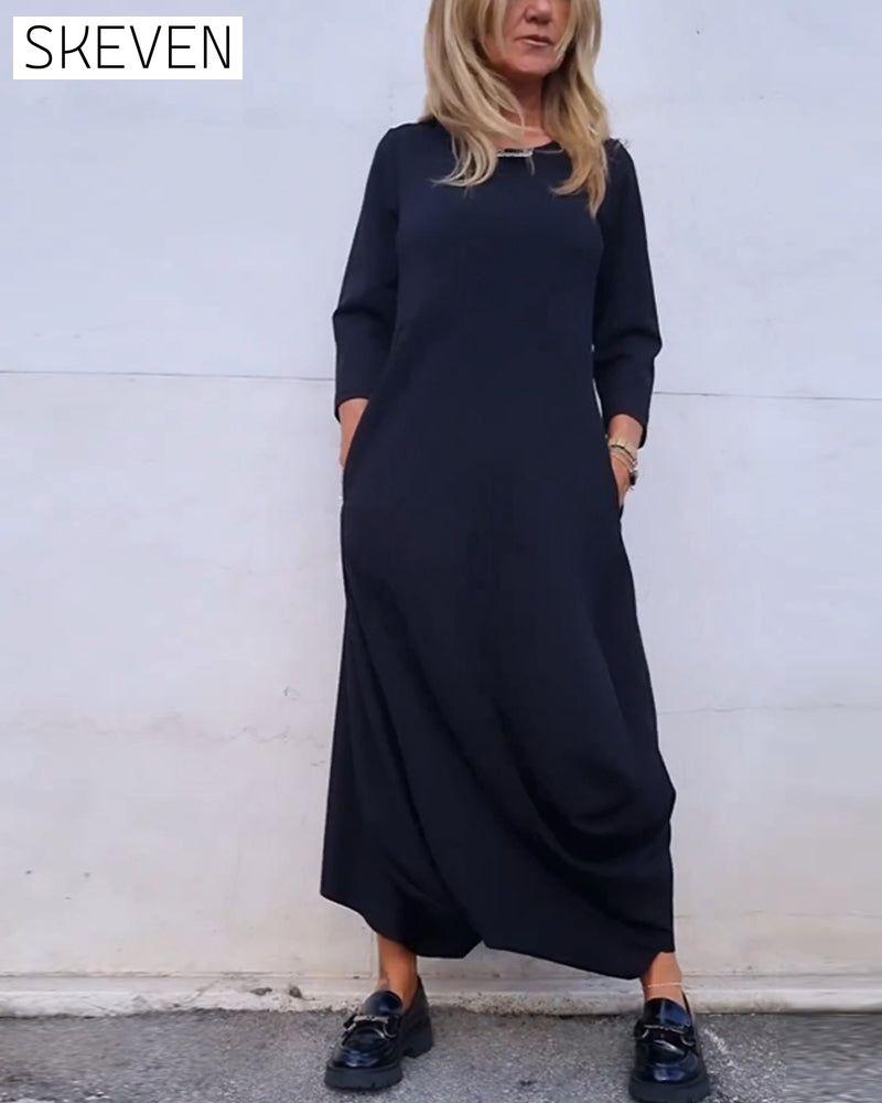 Simple solid color pocket dress 2023 f/w 23BF casual dresses Clothes Dresses spring