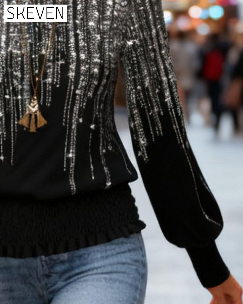 Modisches, bedrucktes Langarmshirt mit Rundhalsausschnitt