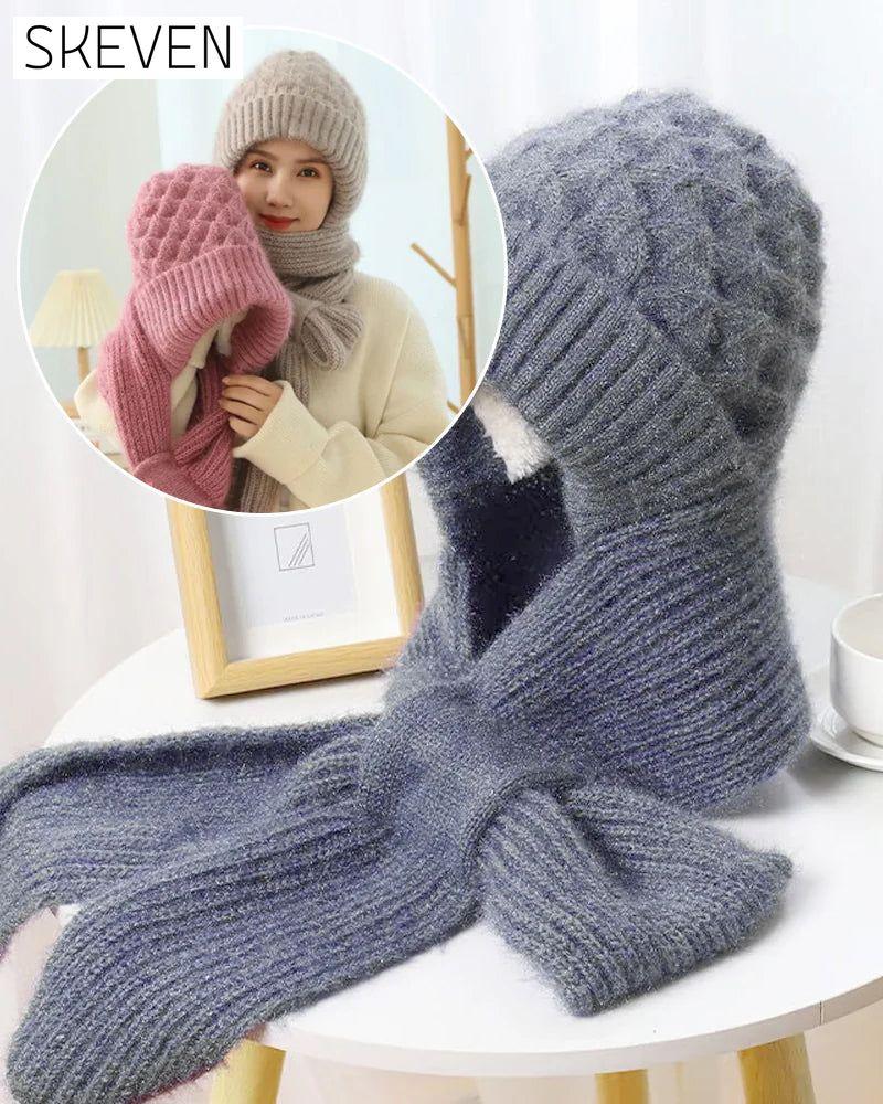 Winter Versatile Knitted Hooded Scarf for Women