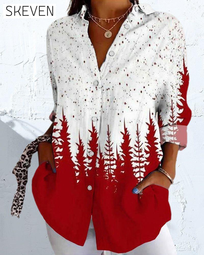Casual Lapel Button-Down Printed Shirt
