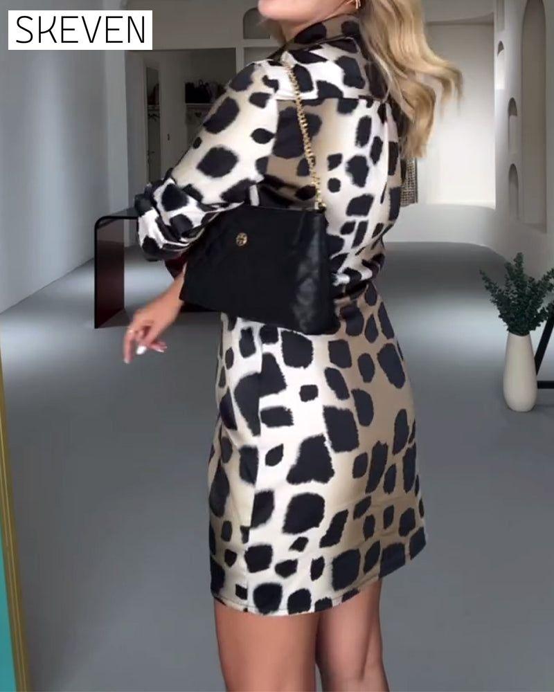 Robe décontractée cintrée à imprimé léopard