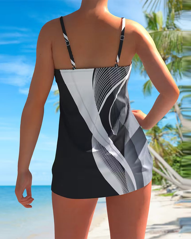 Geometric Print Two-Piece Swimsuit