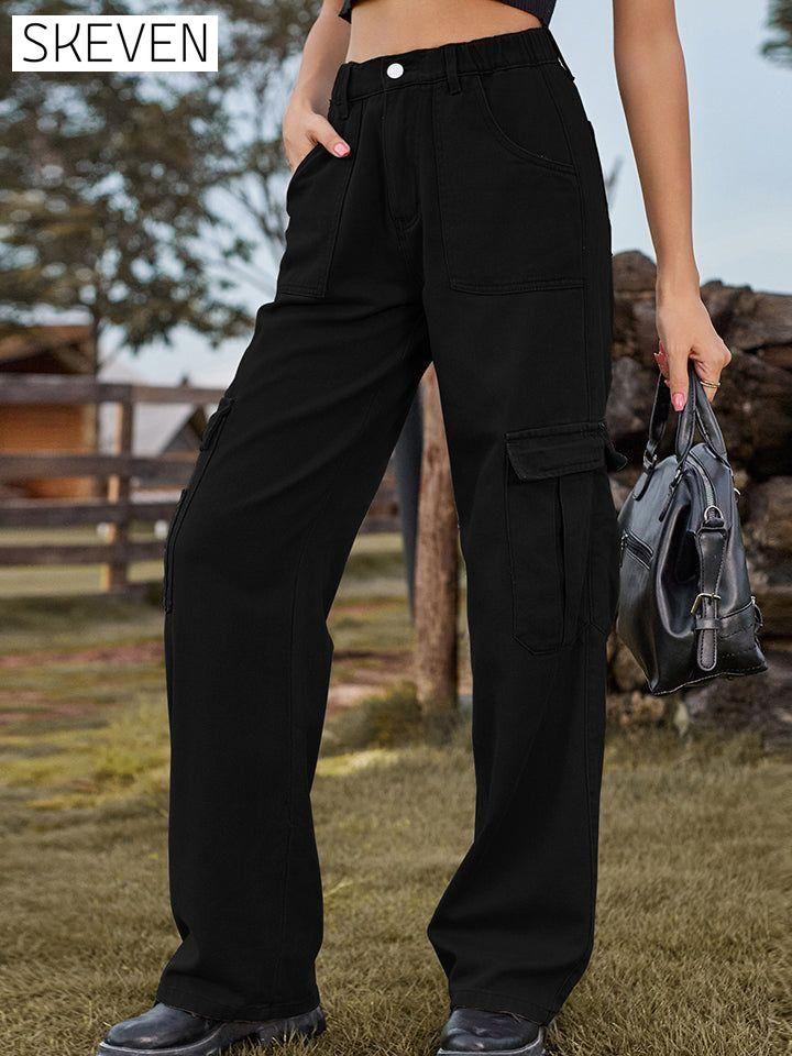 Pocketed Wide Leg Jeans Black clothes M.F Ship From Overseas Shipping Delay 09/29/2023 - 10/02/2023 trend