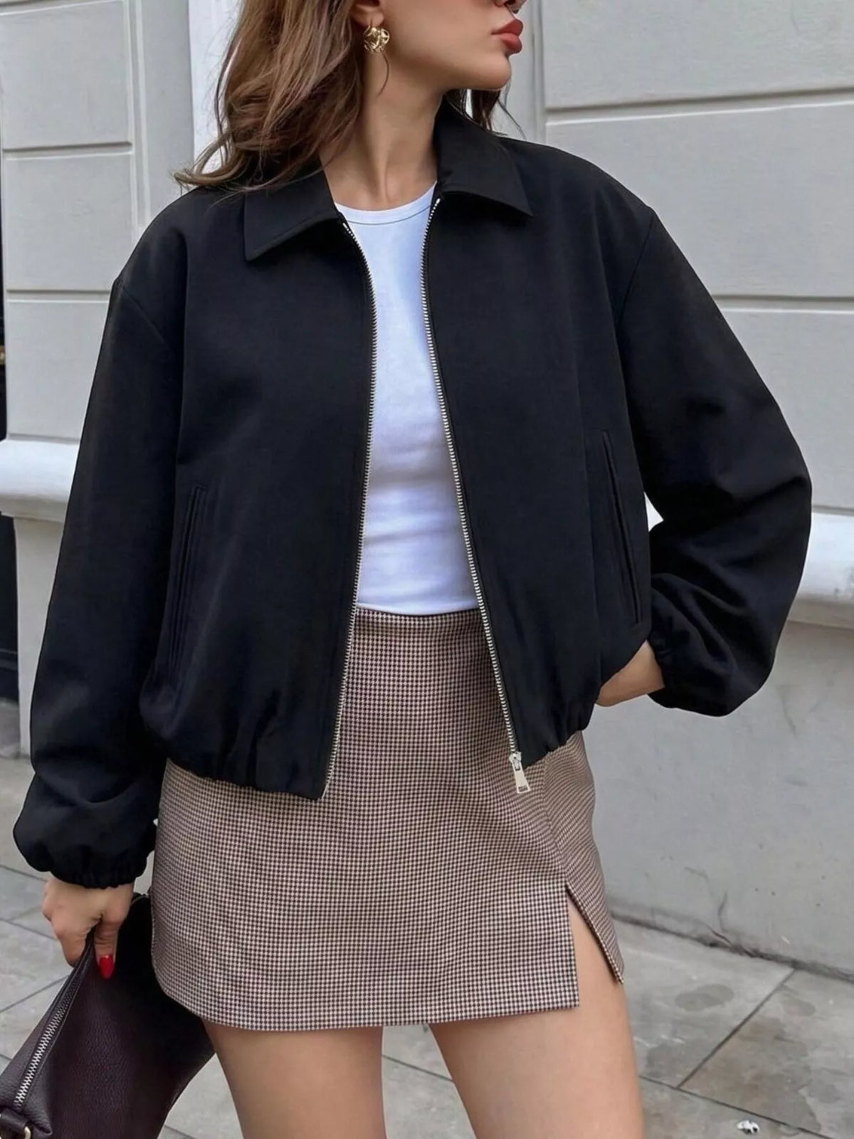 Zip Up Cropped Jacket