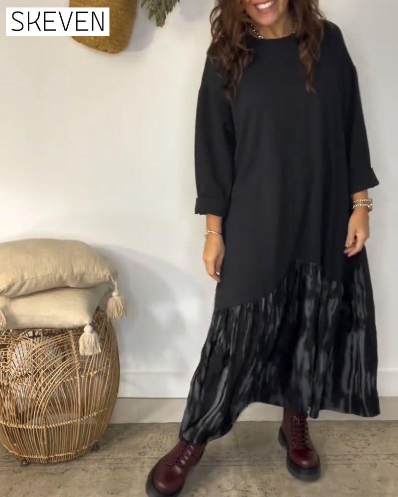 Kleid mit Rundhalsausschnitt und unregelmäßigem Patchwork-Muster