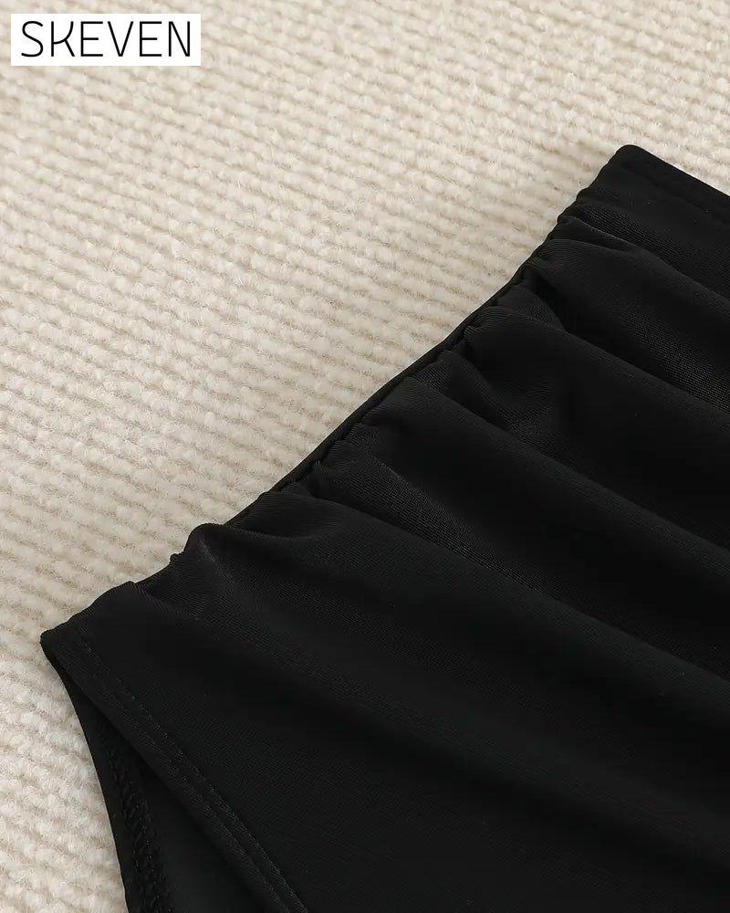 Pleated Solid High Waist Swimwear Bottom