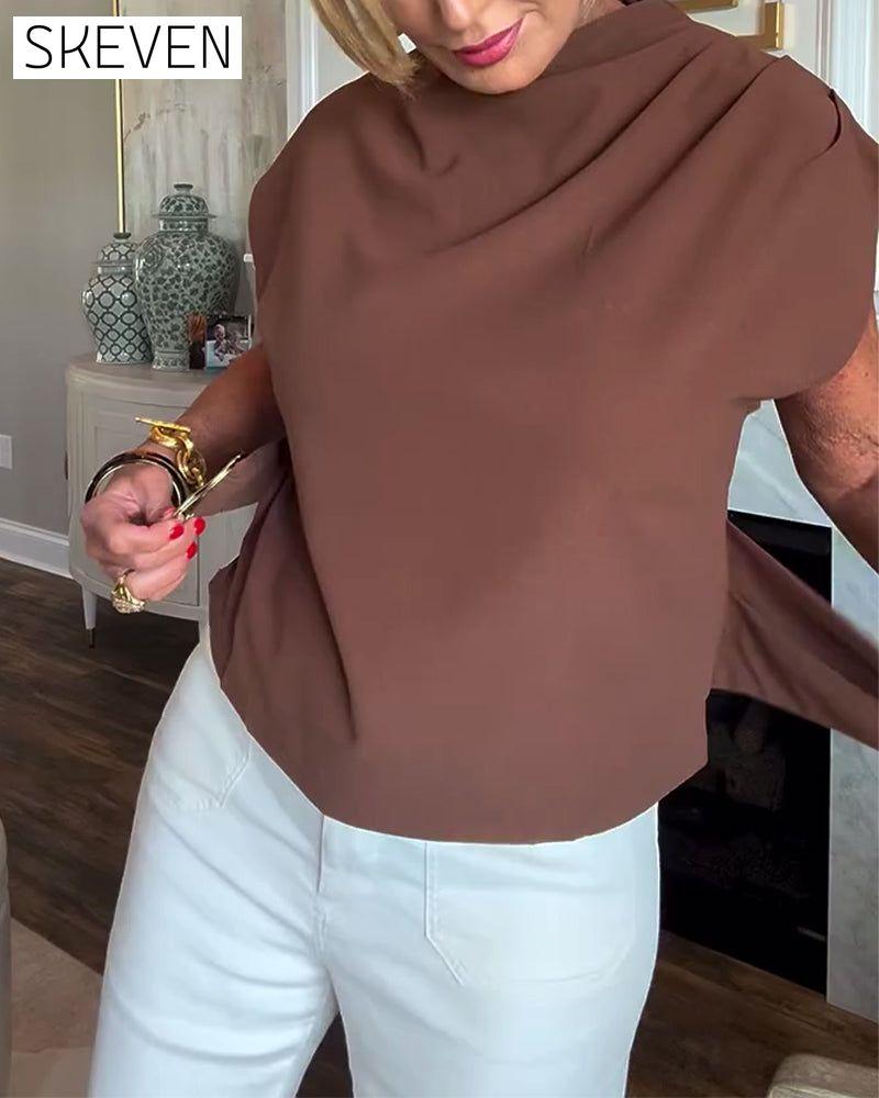 Temperament Waist Solid Color Blouse