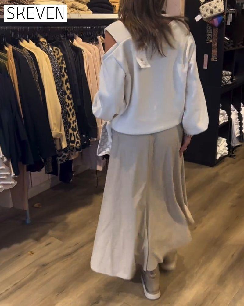 Cold Shoulder Simple Sweatshirt