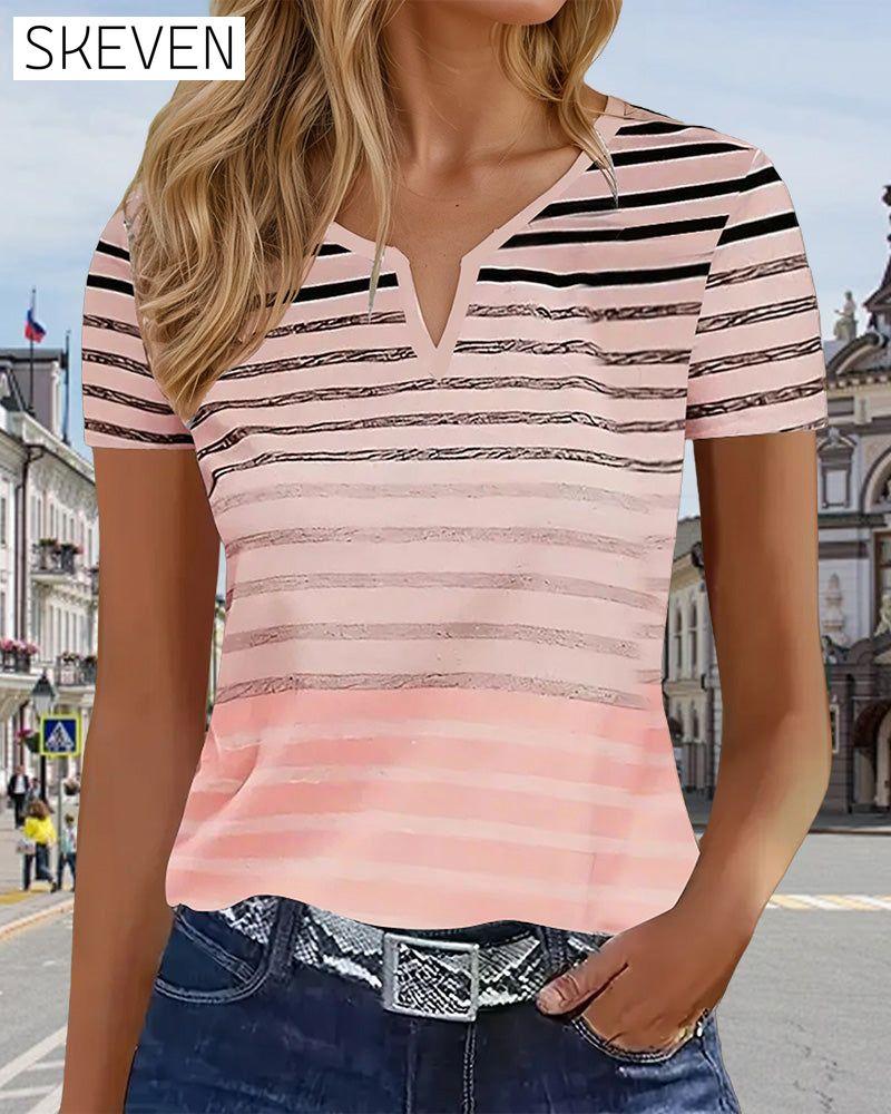 T-shirt slim rayé décontracté