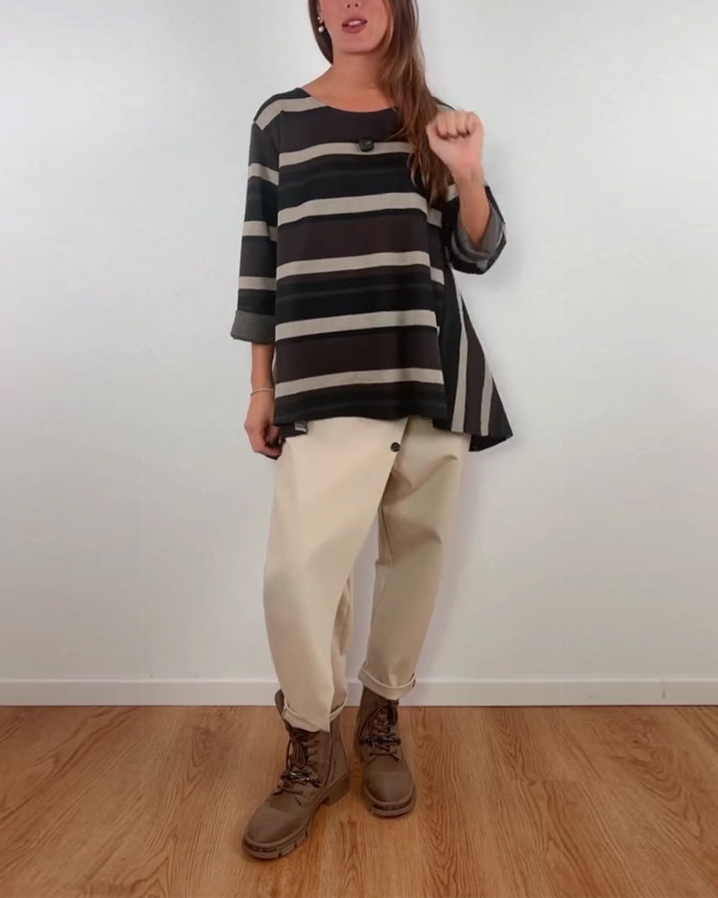 Designer-Style Irregular-Cut Carrot Pants