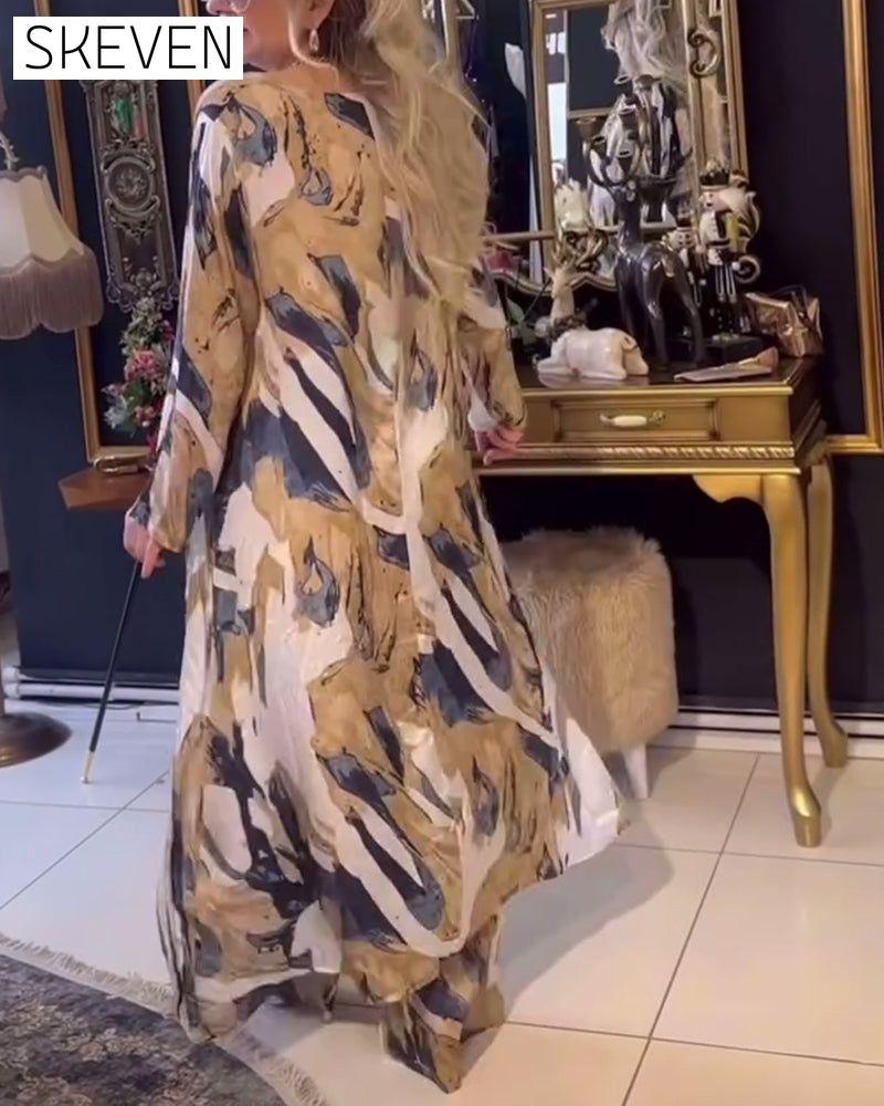 Irregular printed elegant two-piece set