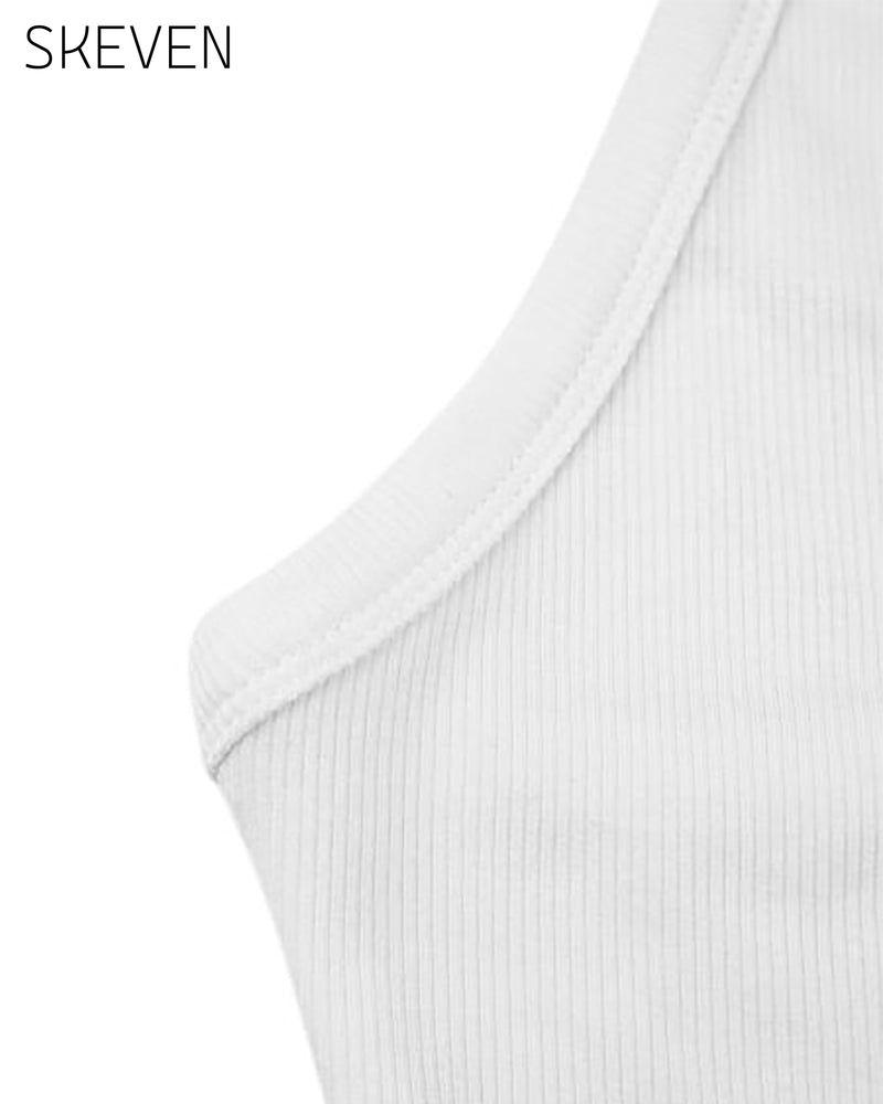 Solid Color V-Neck Backless Tank Top