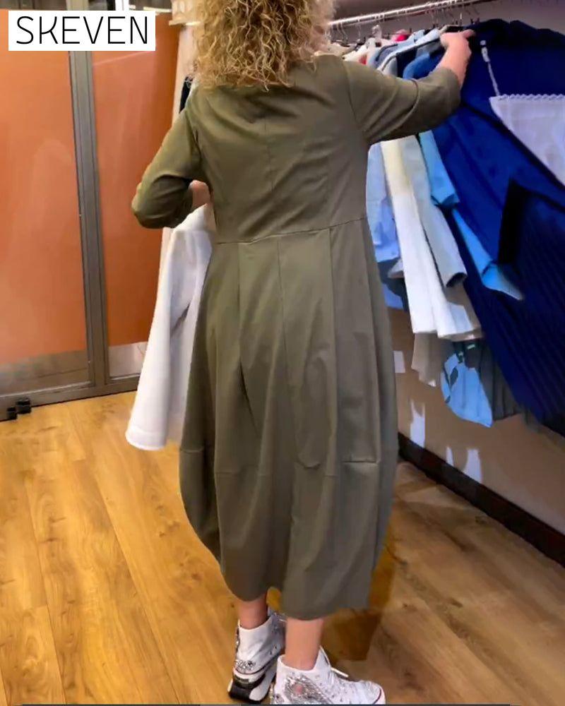 Round Neck 2/3 Sleeve Dress
