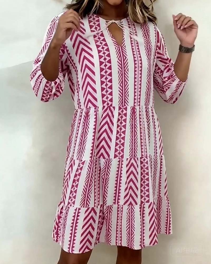 Geometric Pattern Strappy Dress